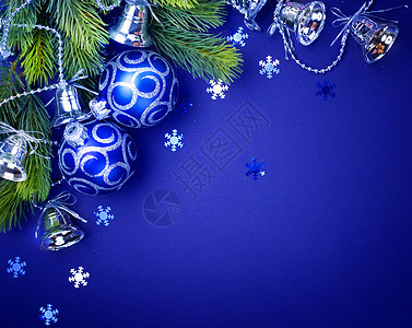 圣诞节装饰边界钟声假期松树圆形绿色角落玩具卡片装饰品礼物图片