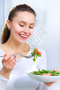 健康 健康 吃蔬菜沙拉的年轻女性 体重损失甜点食物饮食女孩重量午餐营养微笑早餐边界图片