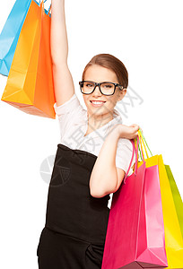 专柜青少年幸福购物狂微笑享受顾客女性销售消费者财富图片