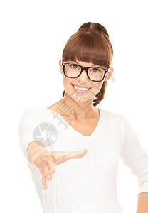 握手手势女性微笑协议快乐问候语交易商业商务白色图片