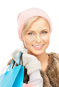 专柜毛衣季节手套购物狂顾客女士女性幸福羊毛零售图片