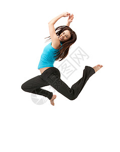 飞行活动跳跃运动的女孩微笑喜悦体操飞跃身体平衡飞行快乐福利女性背景