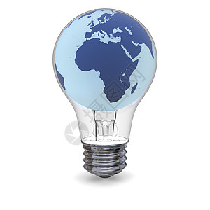 全球能源解决方案创造力科学插图灯泡行星思维活力地球玻璃世界图片