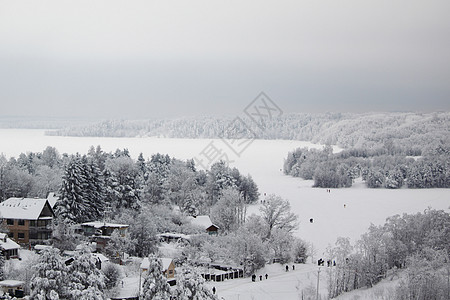 冬冬房天空窗户降雪假期小屋季节森林星星树木仙境图片