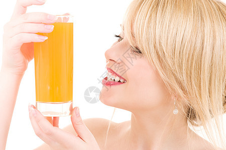 果汁橙子女孩生活早餐冷藏活力平衡享受饮料饮食图片