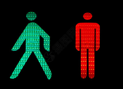 交通灯灯辉光运输警告行人红绿灯穿越安全绿色数字黑色图片