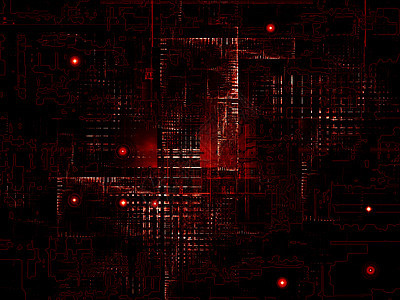 复杂的工业质料黑色技术作品开发虚拟现实网格红色背景图片