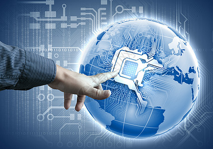 未来技术 触摸按钮的内面互联网商业界面导航蓝色商务男人展示键盘手指图片