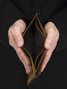空棕色皮皮钱包符号金融危机经济衰退储蓄皮革开支破产家庭口袋商业图片