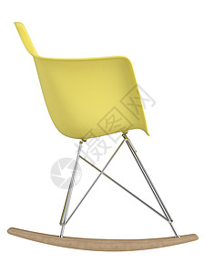 摇滚歌手创新性摇椅塑料弯曲黄色白色家具金属装饰座位框架木头背景