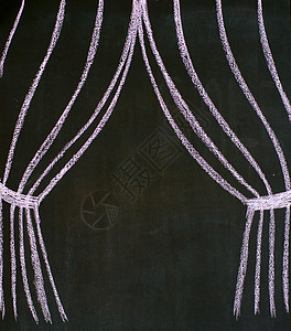 窗帘剧院娱乐学校戏剧粉笔框架插图手绘木板教育图片