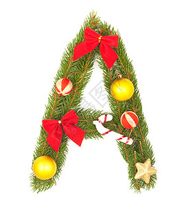 圣诞节字母礼物丝带糖果字体分支机构松树甘蔗枝条艺术叶子图片