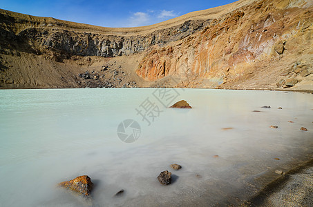 冰岛Askja的维提火山口湖景象图片