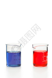 烧杯中的蓝液和红液图片