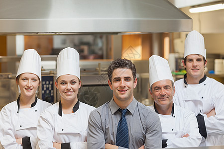 餐厅团队美食厨房厨师食物衬衫女士双臂男性衣冠酒店图片