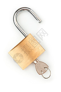 在打开的挂锁中的密钥背景图片