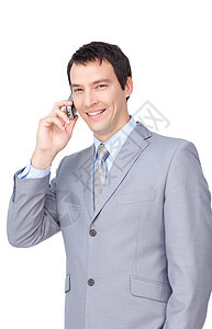 电话上有吸引力的商务人士会议微笑领带商务管理人员人士办公室律师喜悦经理图片