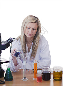 明亮外套从事实验的女科学家学生治愈实验室医院化学生物学男人女士女孩科学背景