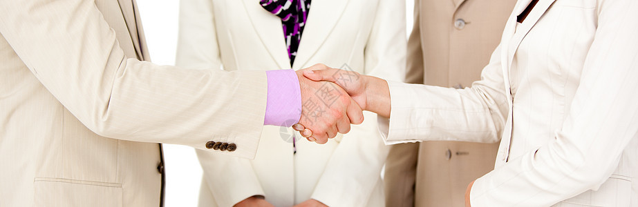 密切商业伙伴的握手结交男人谈判女士女性手势男性问候语成人运气白领图片