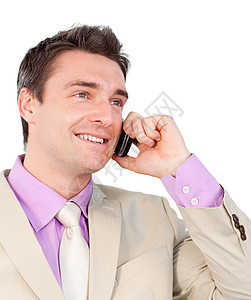 在电话上微笑的年轻商务人士商业同事幸福通讯成人技术管理人员快乐老板办公室图片