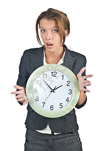 时钟被白白孤立的女商务人士生活小时警报女性手表时间办公室女孩学生青年图片