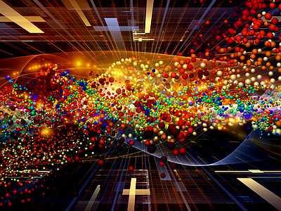色彩多彩的分子原子金子粒子化学溪流网格黑色实验室海浪螺旋图片