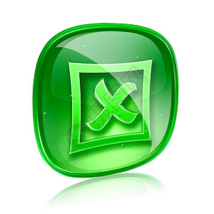 特写图标绿色玻璃 在白色背景上隔离按钮网络选举表决漩涡复选电脑插图正方形标记图片