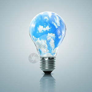 里面有电灯泡和蓝天空创新场地草地气候蓝色解决方案资源天空地球环境图片