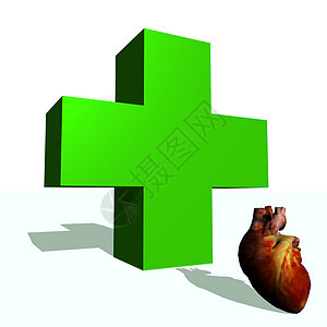 绿十字和心脏图片