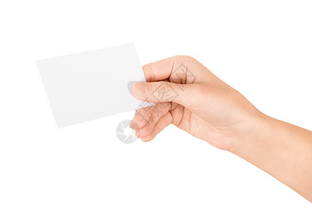 手持空白名片问候语广告展示标语访问白色女士手指营销推介会图片