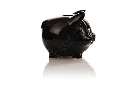 黑猪银行现金反射安全黑色储蓄小猪陶瓷投资硬币货币图片