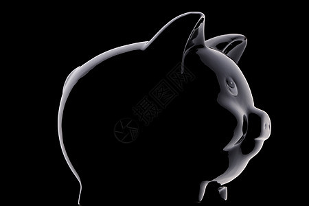 黑猪银行安全储蓄帐户小猪硬币玩具黑色财富陶瓷投资图片
