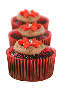 红杯巧克力纸杯蛋糕糖果面包装潢烘烤小吃珍珠甜点蛋糕奶油假期图片