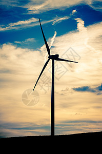 黄色风车风力涡轮机能源创新风车黄色涡轮工业旋转活力绿色植物技术背景
