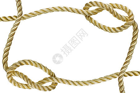 金绳的装饰架子丝带绳索警戒线白色框架航海边界背景图片