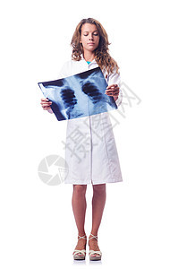 进行X光扫描的女医生诊所病人科学外套放射科考试手术女士职业x射线图片