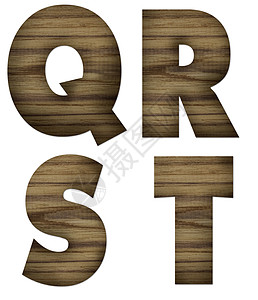 Teak木材QT区块收藏凸版字体粮食白色公司打印写作棕色字母图片