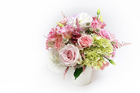 婚礼花束叶子牡丹玫瑰庆典卡片植物工作室绿色花瓣花瓶图片