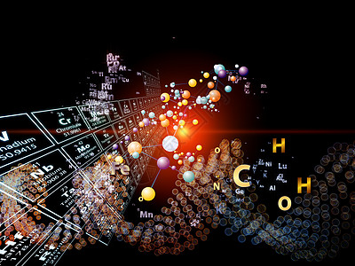 化学元素的舞蹈作品化学药理原子科学教育技术黑色拼贴画实验室图片