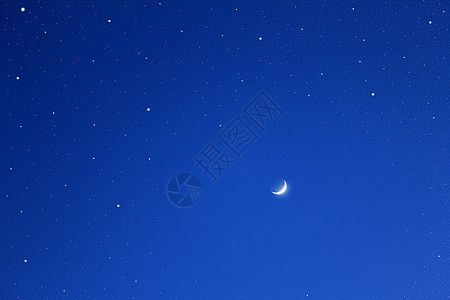 与星月相伴的暗蓝天空图片