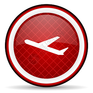 飞机图标白色背景上的飞机红色红光图标飞机场旅行网站天线网络喷射钥匙圆形互联网航空背景