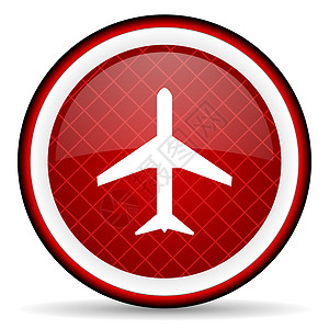 白色背景上的飞机红色红光图标航空按钮钥匙网站飞机场手机商业旅行天线互联网图片