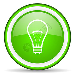 白色背景上的灯泡绿色光亮图标回收创新电话灯光网络技术电子产品电气钥匙生态图片