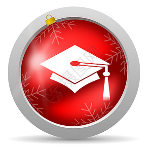 白色背景上的毕业红色红光色圣诞节图标图片