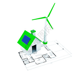 新能源风车充满绿色能源活力素描阴谋风力绘画盘子涡轮机背景