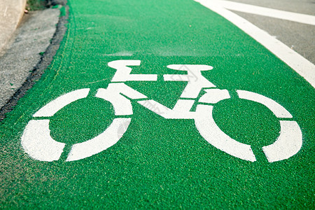 自行车车道生态运输划分绿色街道沥青路标环境城市图片