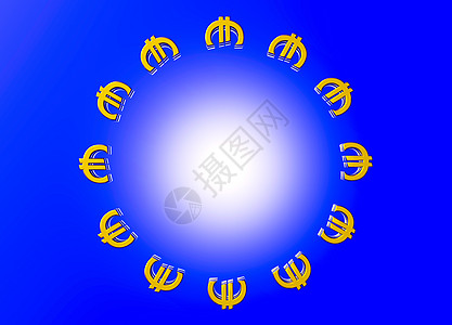 金欧盟欧元货币符号 圆形成形图片