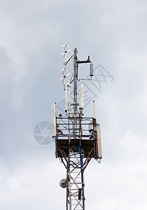 电视和手机信号通讯塔发射机电话卫星天空蓝色波浪电讯电波细胞辐射图片