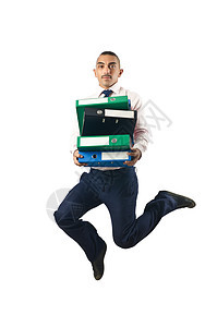 白纸黑字商业概念中的跳跃商务人士人士案件工人套装公司文件夹办公室公文包工作管理人员图片