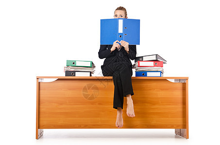 办公桌上的女商务人士公文包商务人士桌子压力工作管理人员经理职业老板图片